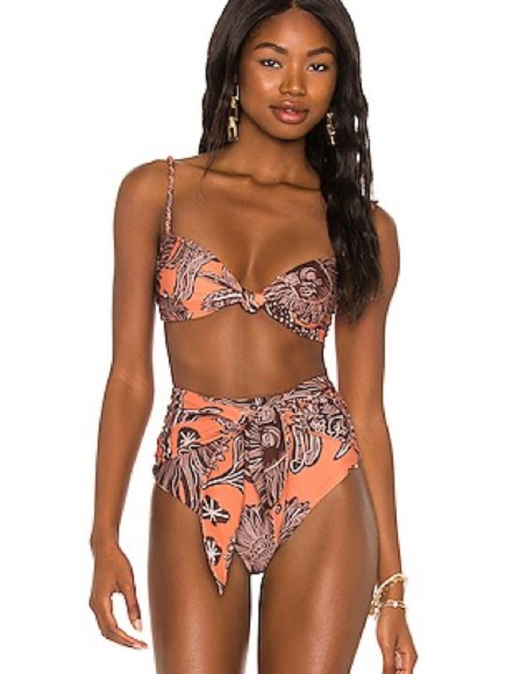 JOHANNA ORTIZ High-Waist Tie-Front Bikini Set Sz S $460 - Picture 3 of 11